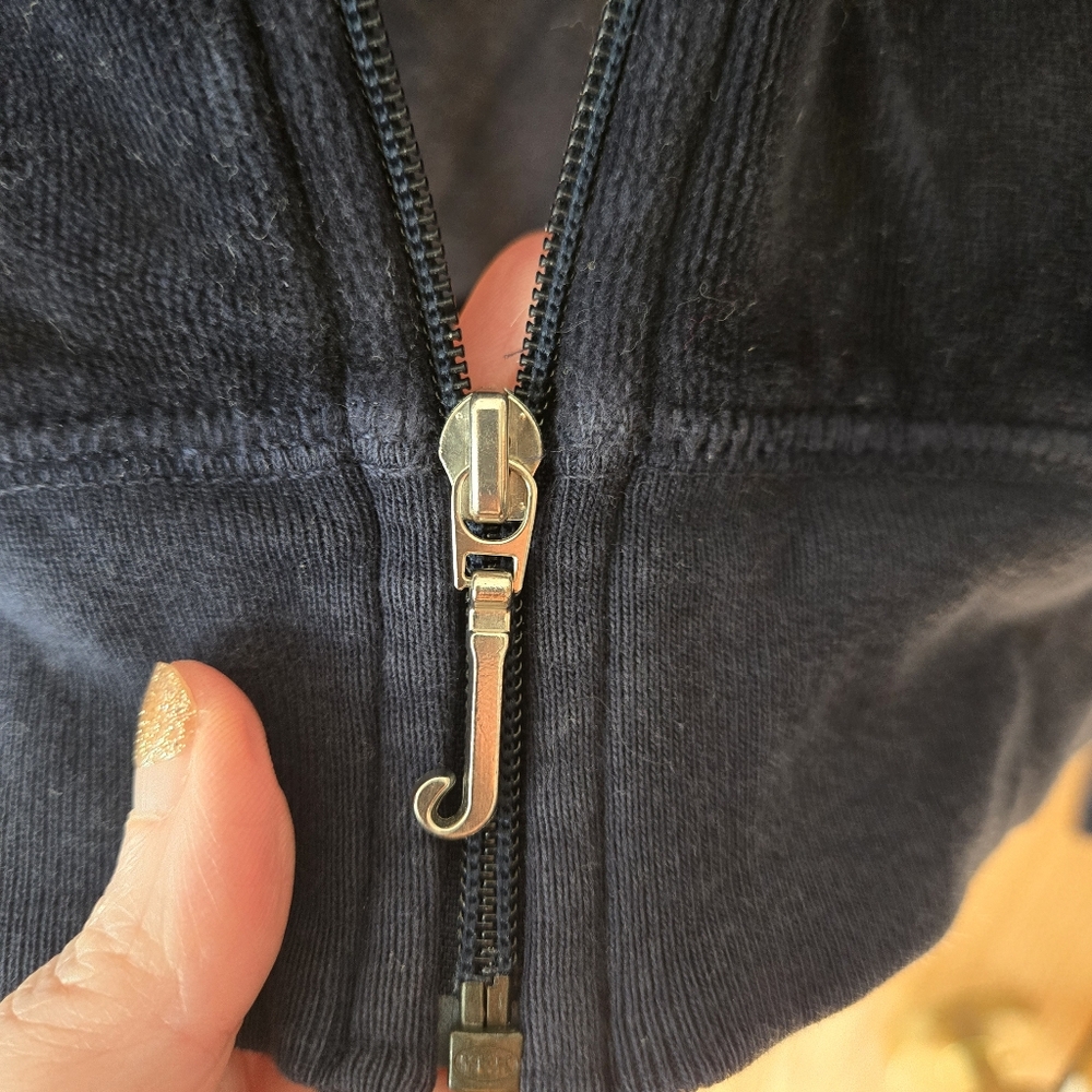 Juicy Couture Navy Velour Blue zip up hoodie track suit jacket - Picture 4 of 7